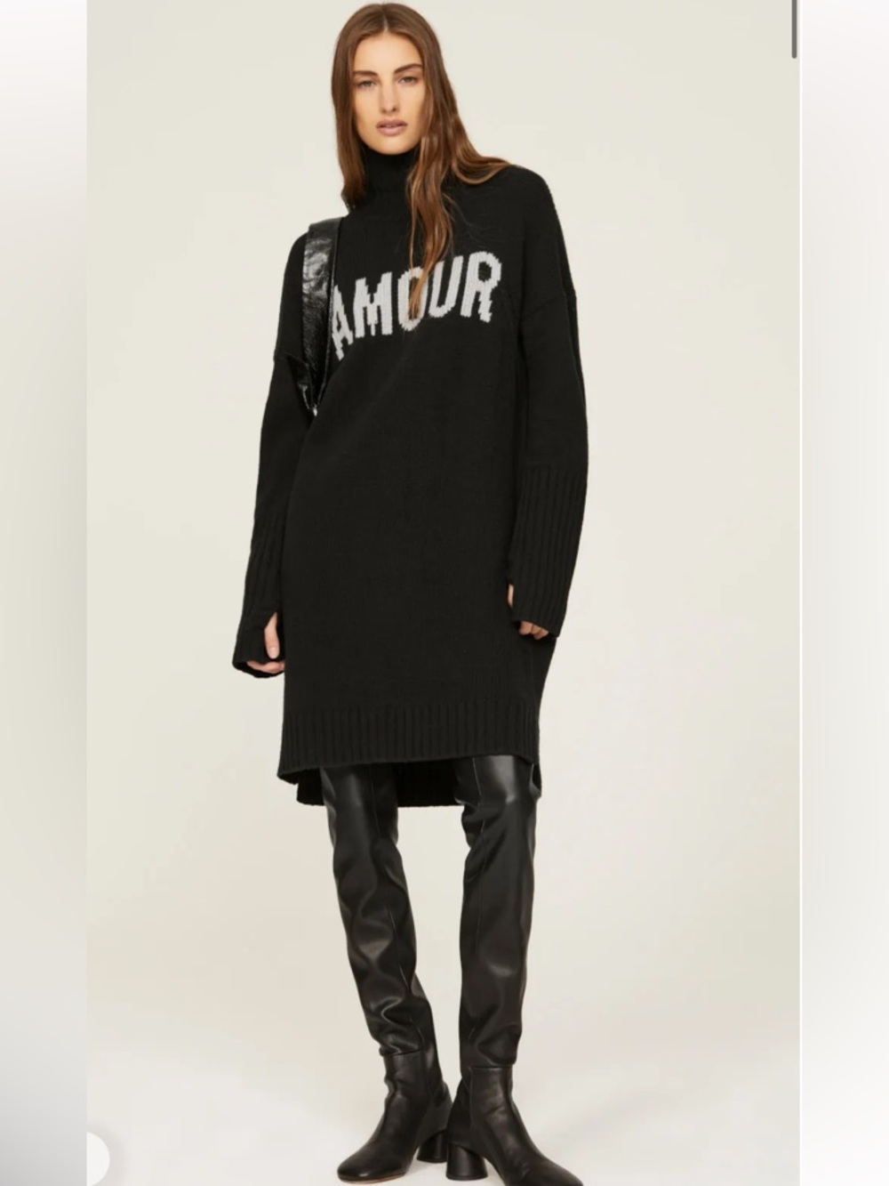 Zadig & Voltaire Amour Knitted Sweater Dress Black Turtleneck L